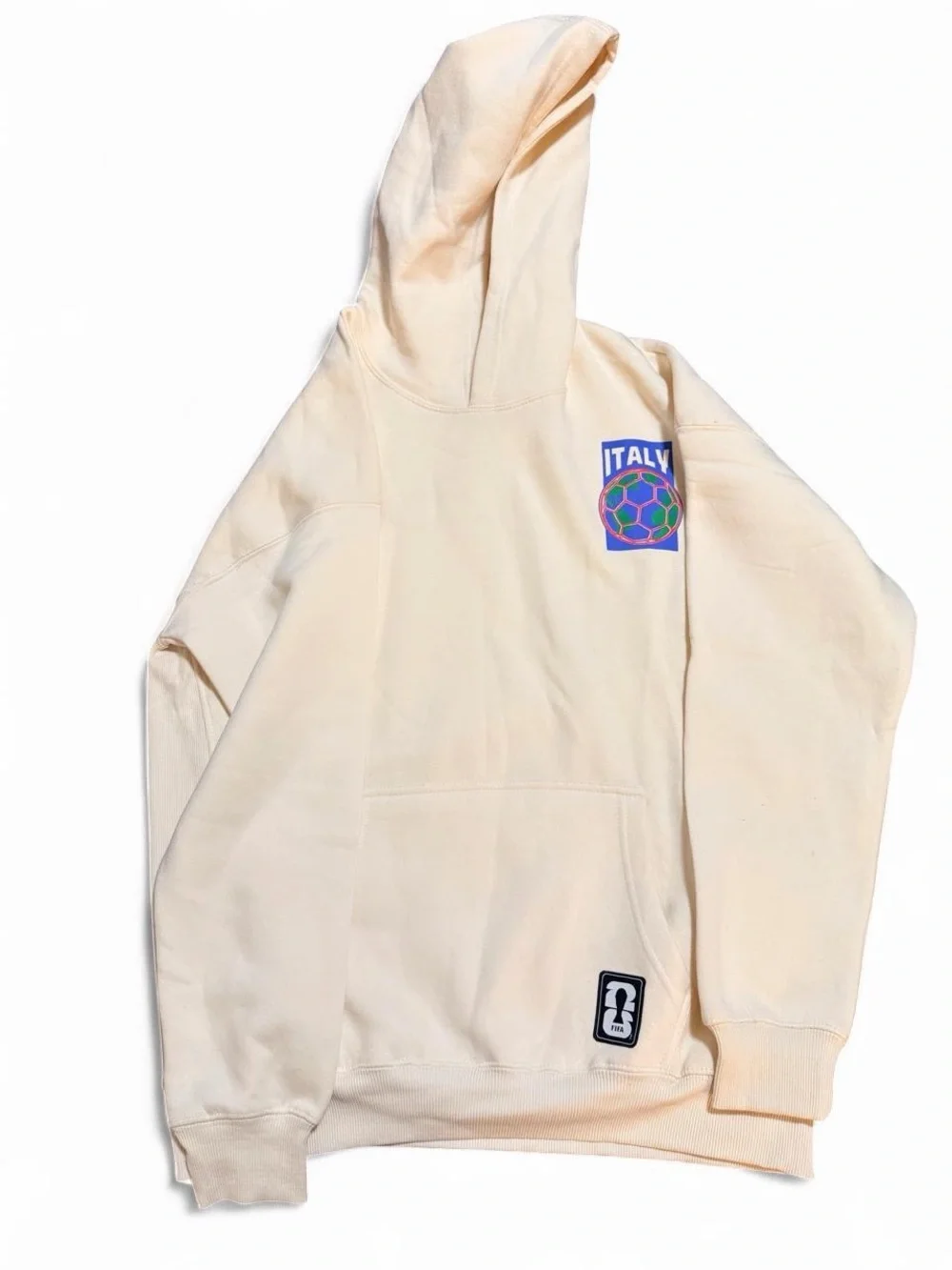 Cream Crewneck Hoodie with Italy Crest Graphic